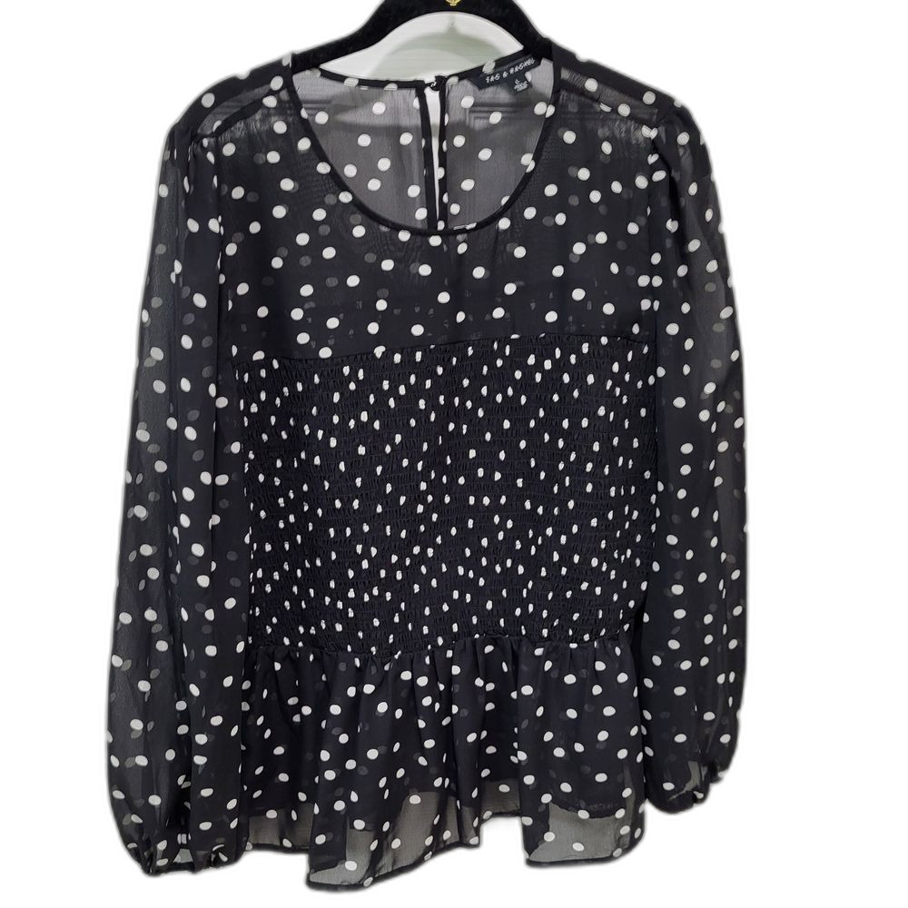 Black Polka Dot Sheer Women's Top